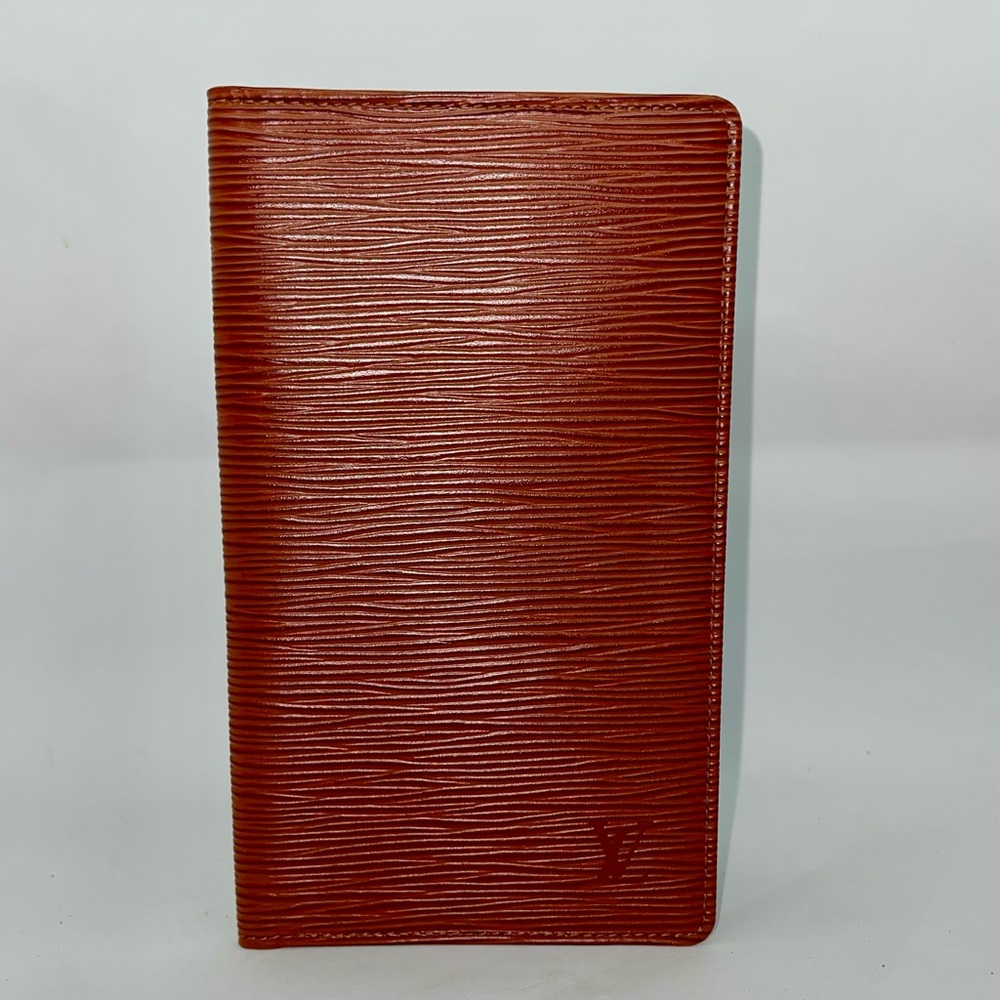 Louis Vuitton Epi Leather Tall Wallet in Deep Red-Brown